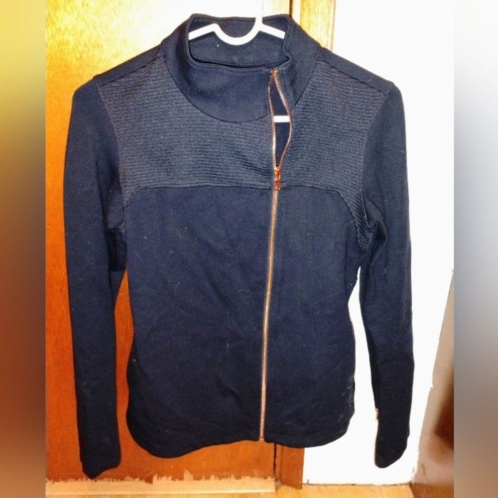 The Base Women's Navy Athleisure Jacket with Rose Gold Accents Size Medium